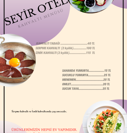 Seyir Otel Kahvaltı Fiyat.pngiznik kahvaltı ve yemek mekanları